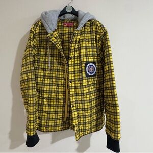 Supreme Yellow Checkered Jacket with Gray Hood -Size S